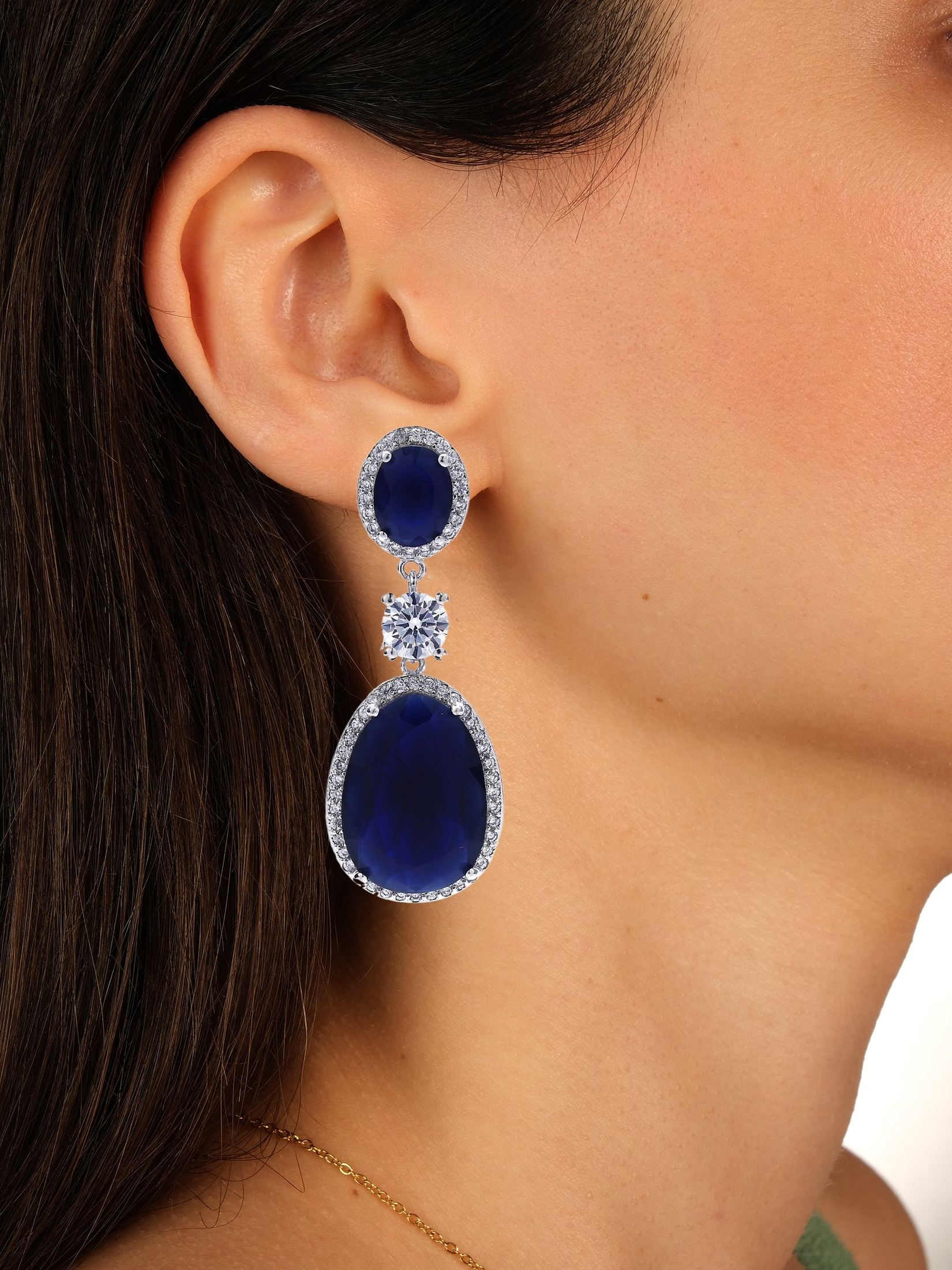 Sparkling Deep Blue Danglers