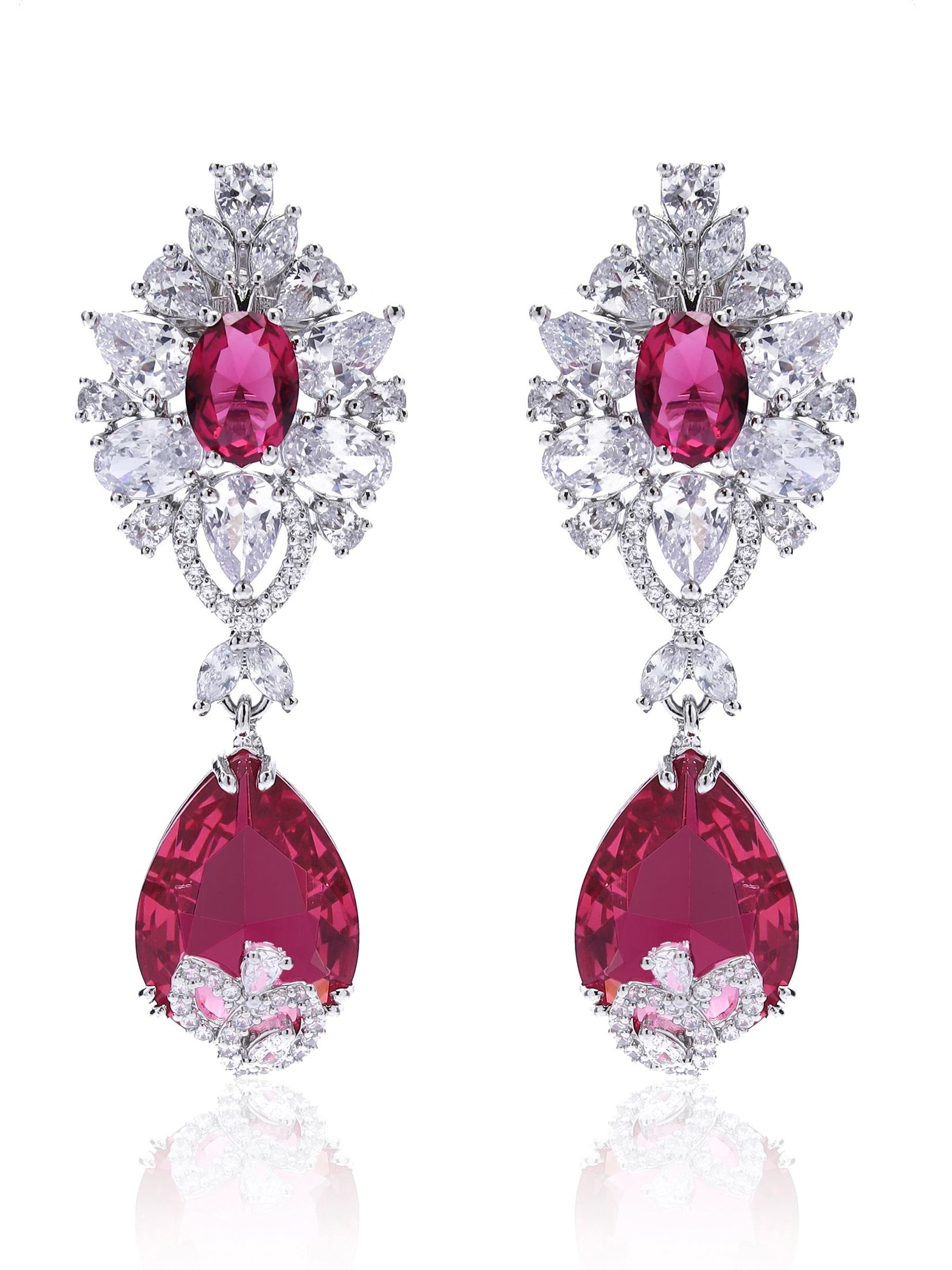 Radiant Magenta dual stone dangler earrings