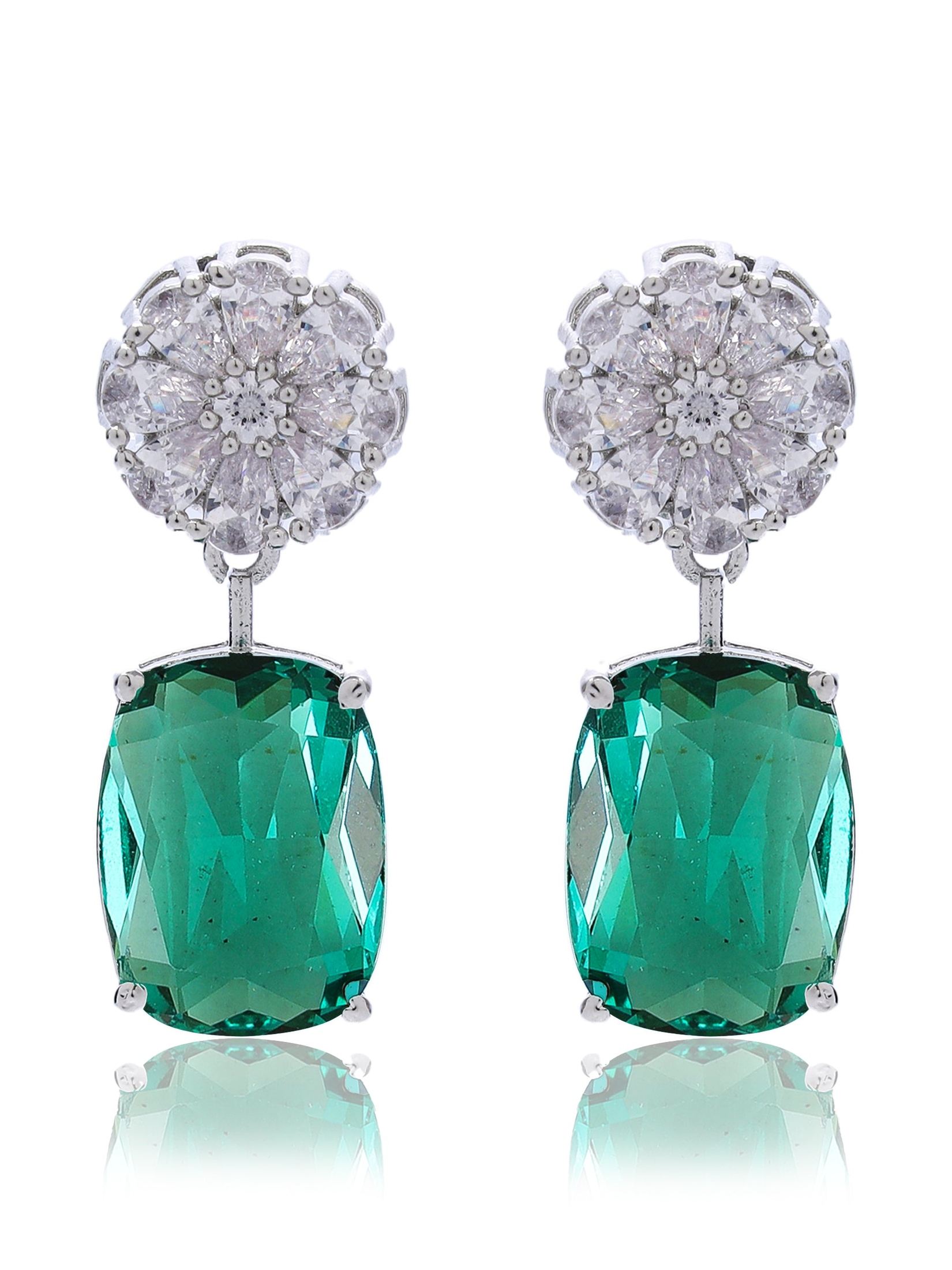 Classic Studded Deep Green Drop Earring