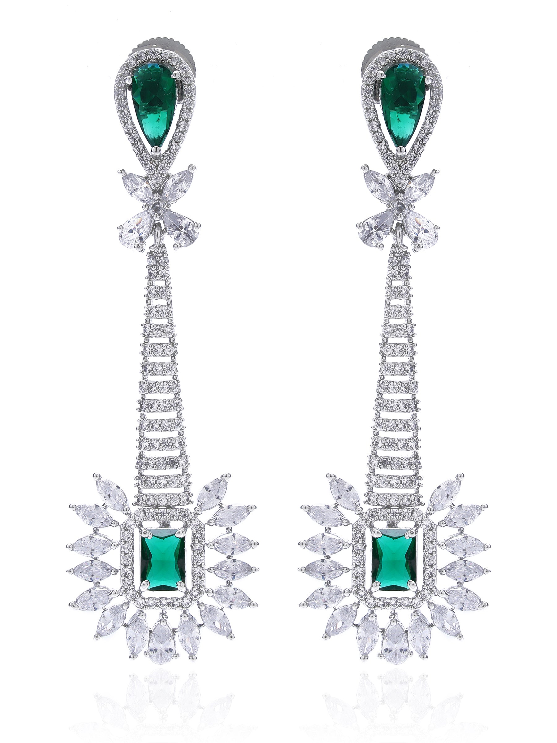 Graceful Green American Diamond Danglers