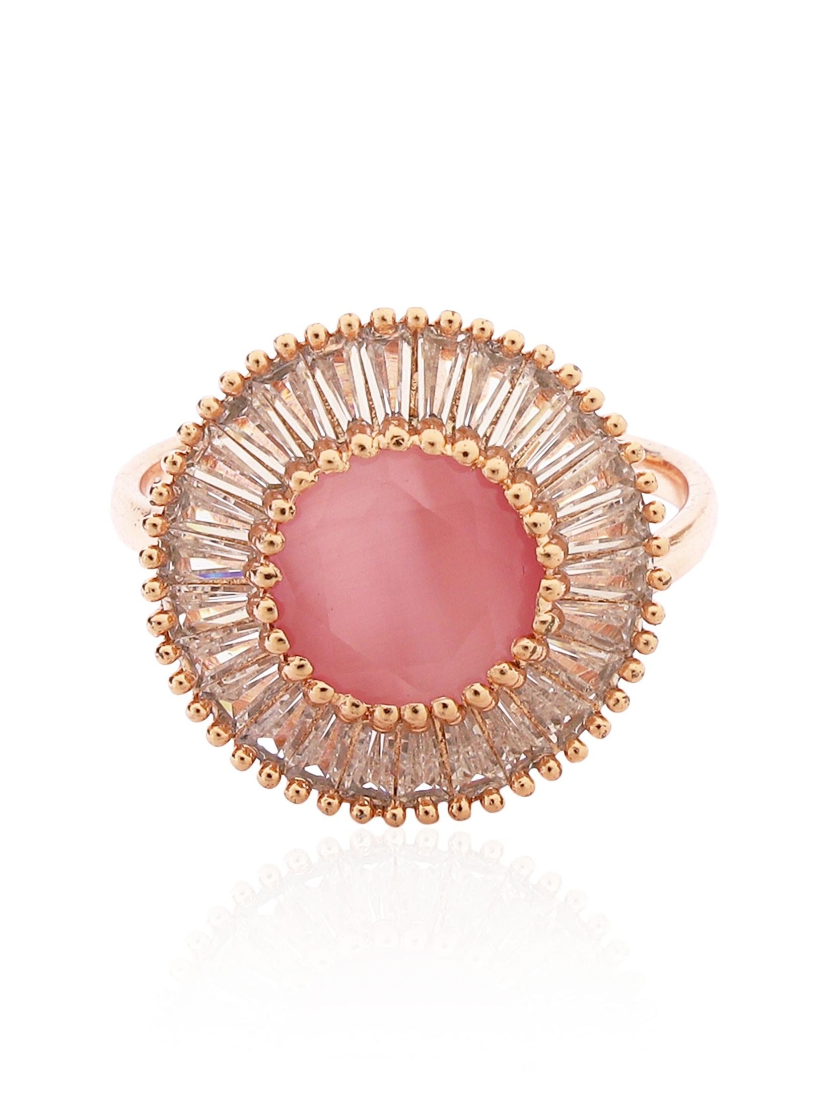 Subtle Pink Statement Crystal Ring