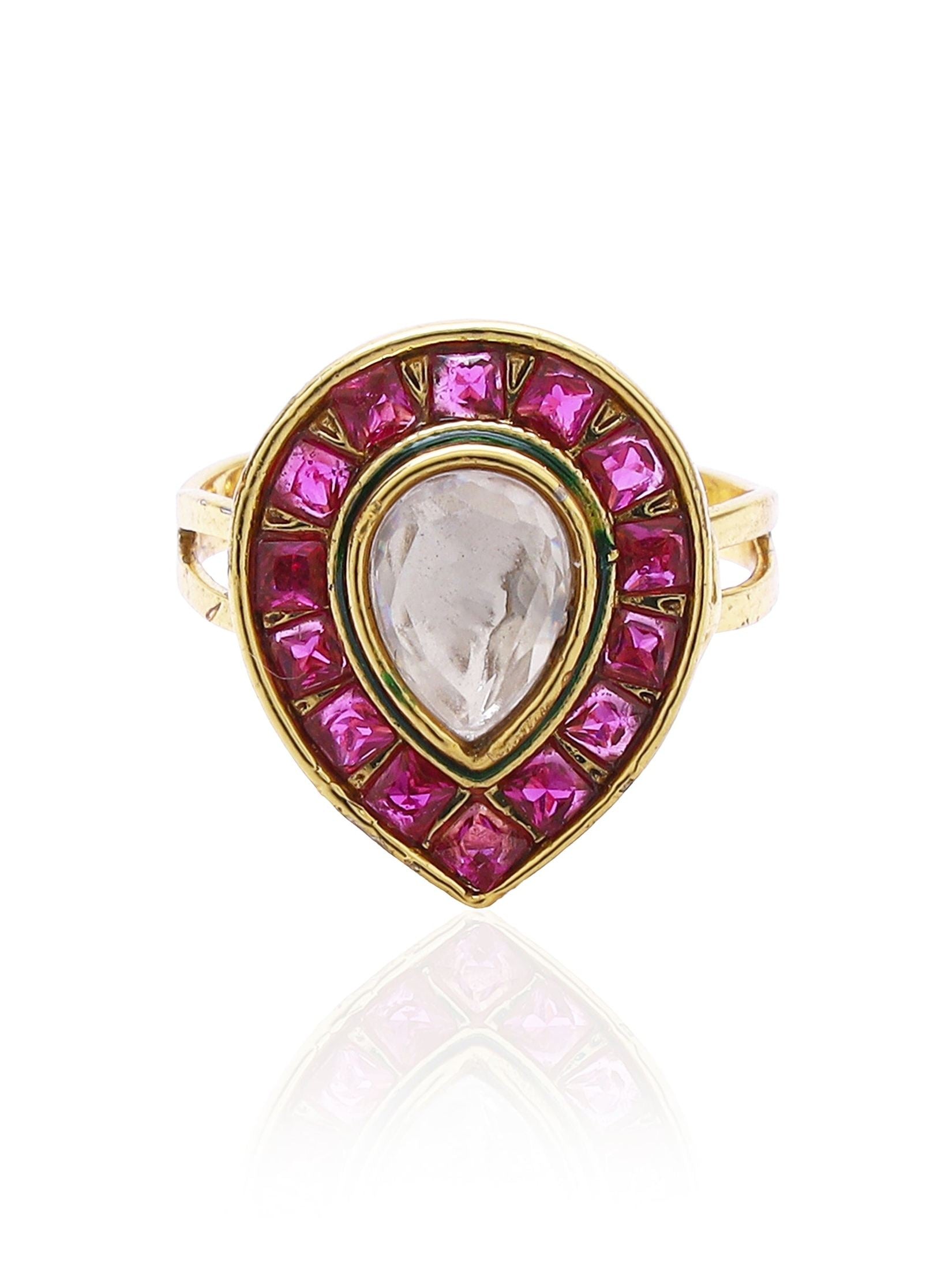 SIzzling Wine Colored Pear-Shaped Ring