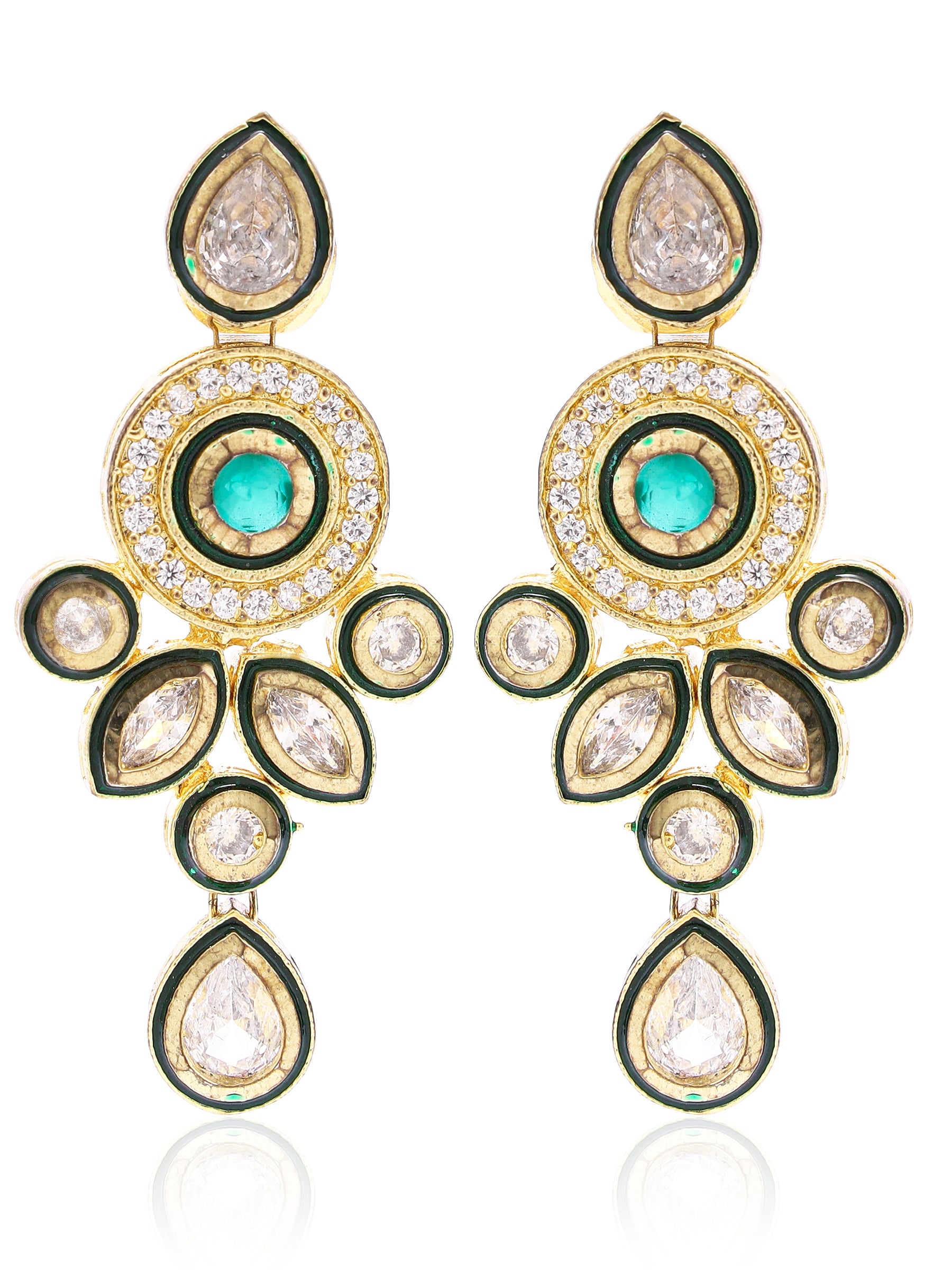 Beautiful Embellished Kundan Studded Forest Green Pendant set