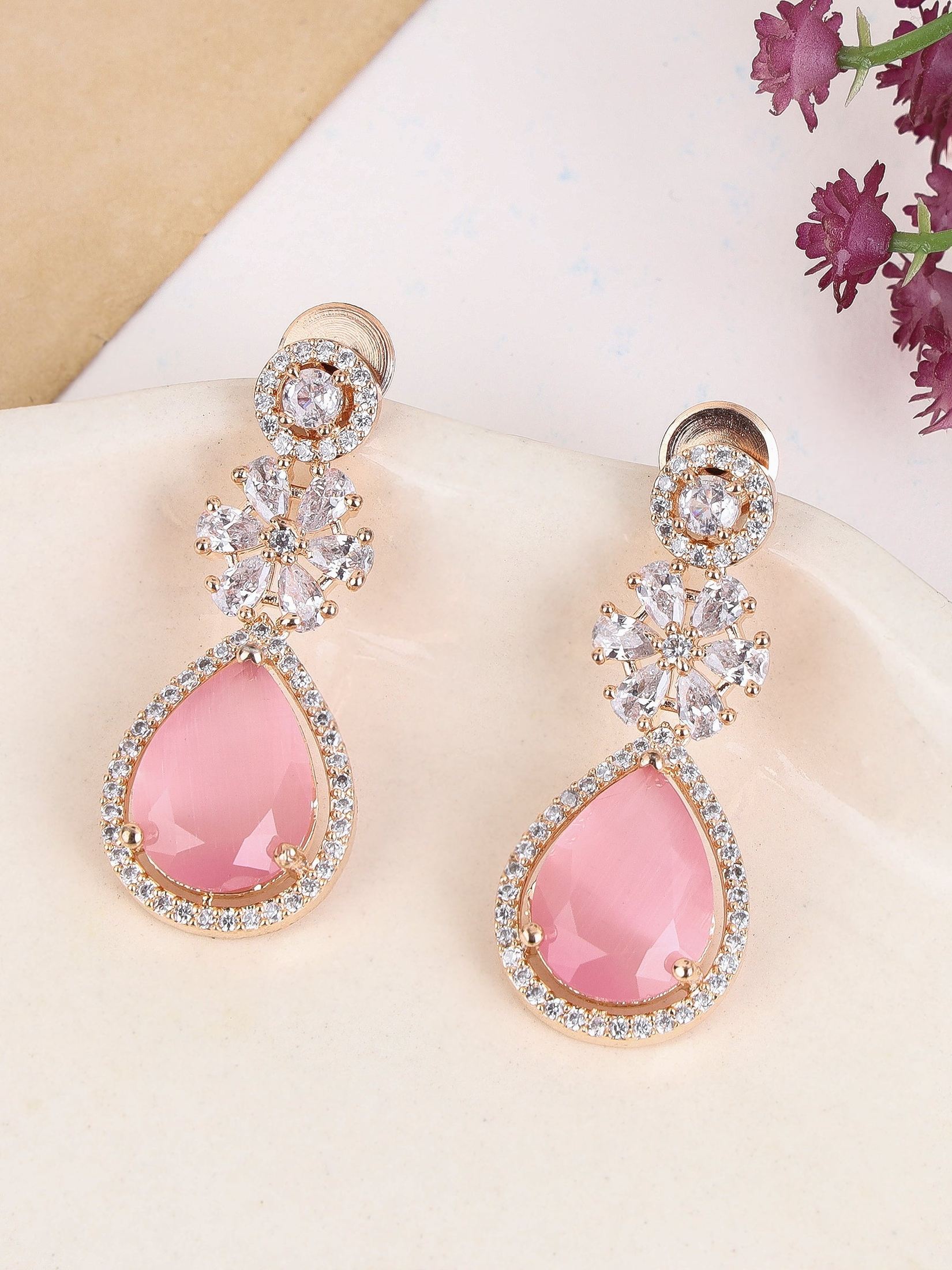 Sophisticated Blush Pink Tear Drop Earring