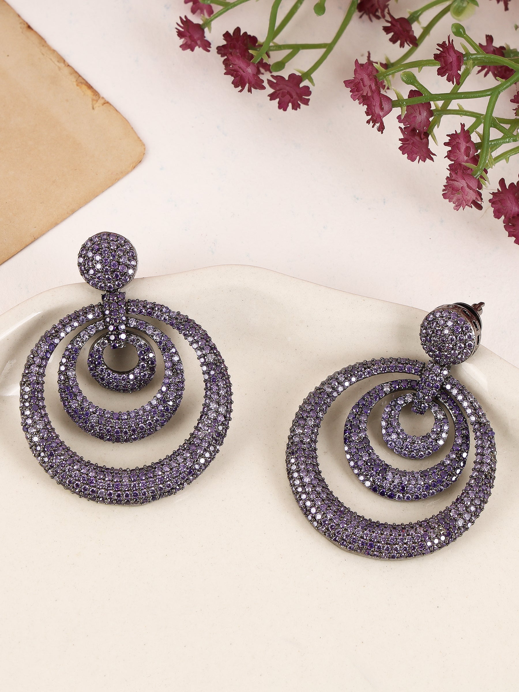 Drop Earring with purple american diamonds