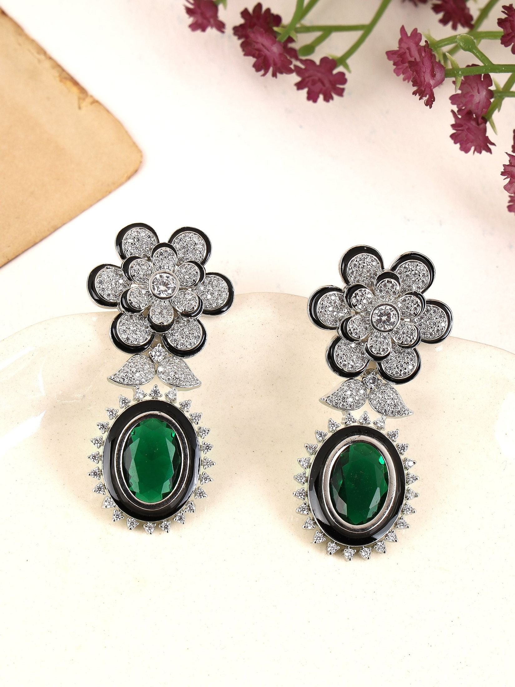 Glittering Party Wear Drop Earring with Modern Twist