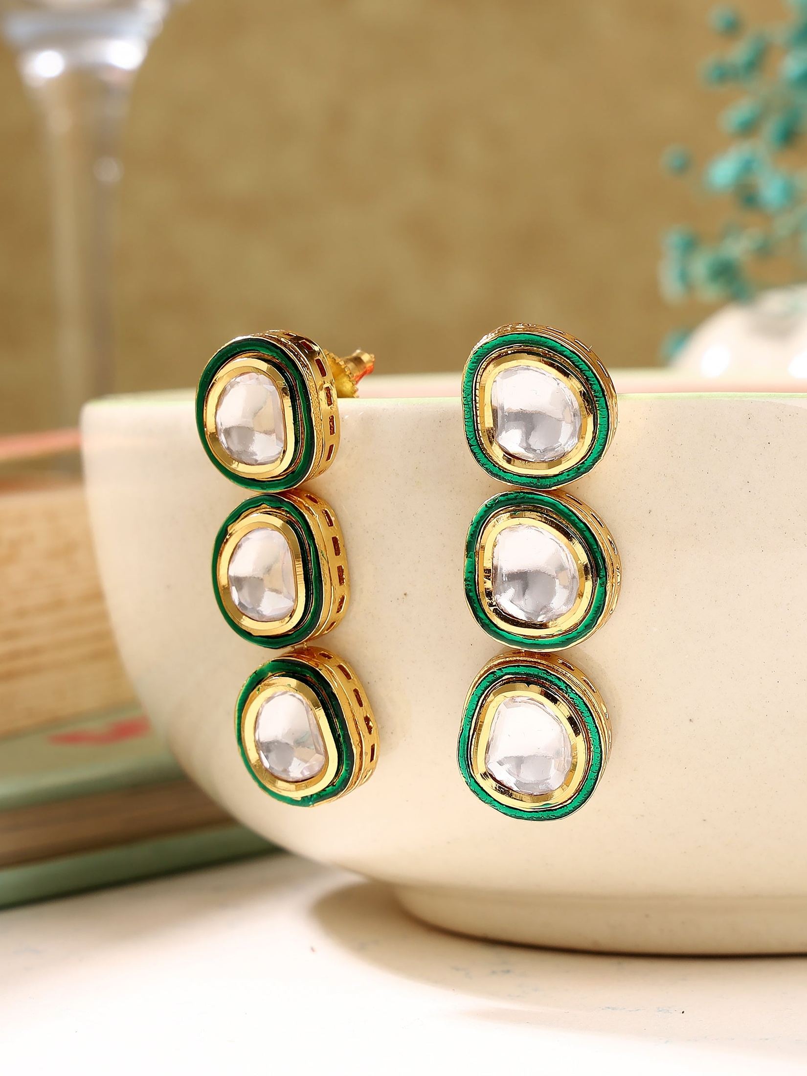 Danglers with 3 set of kundan drops