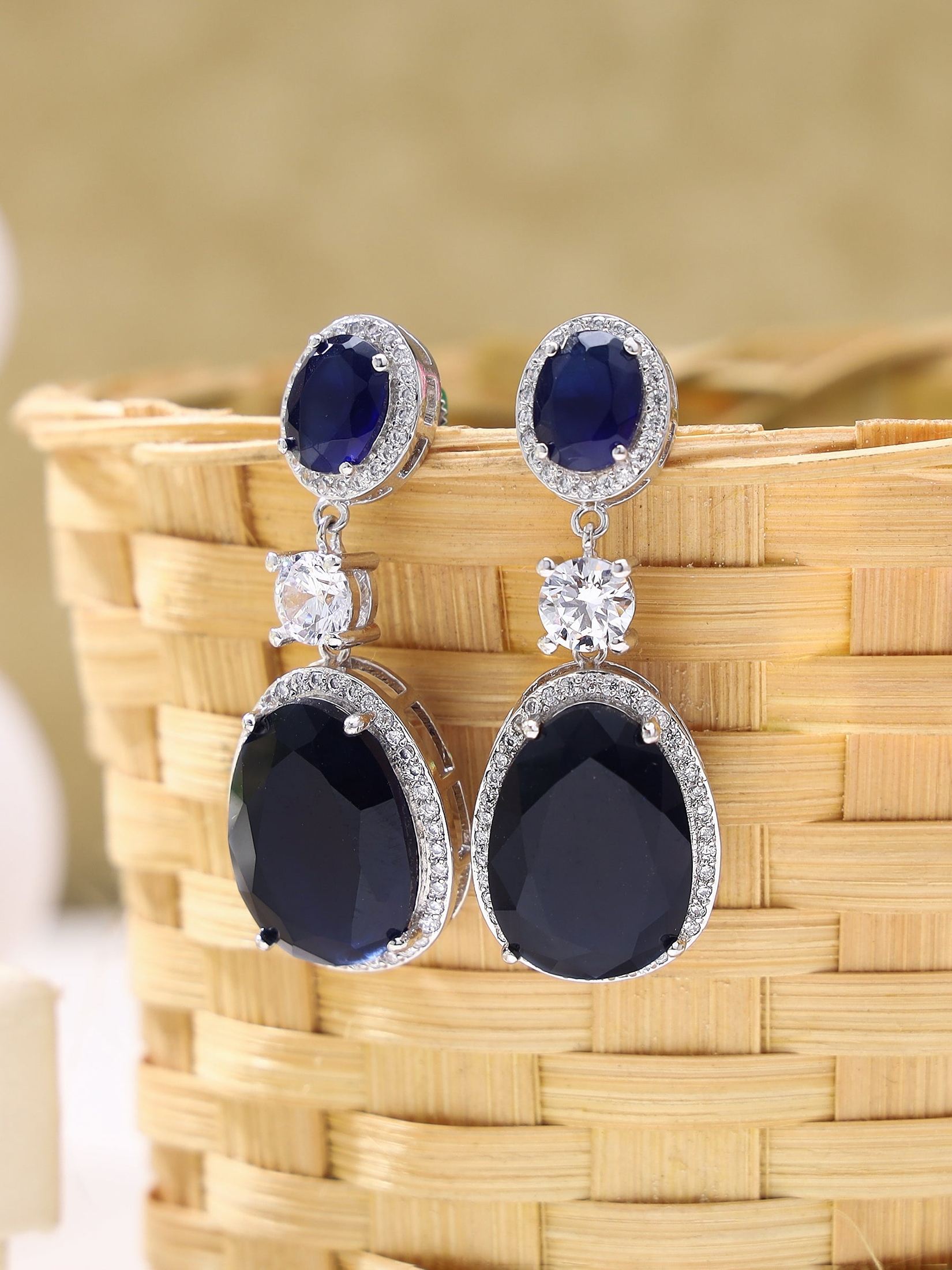 Sparkling Deep Blue Danglers