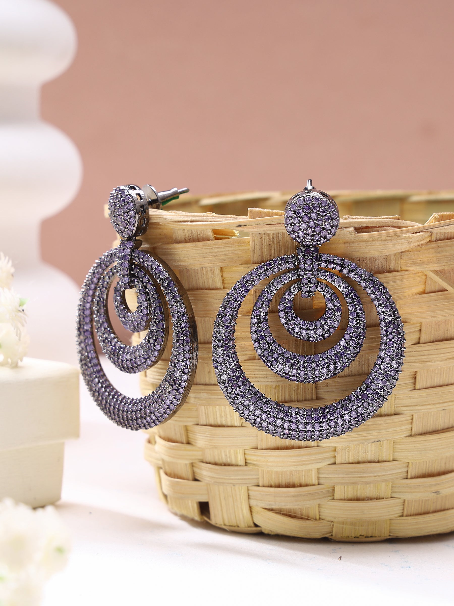 Drop Earring with purple american diamonds