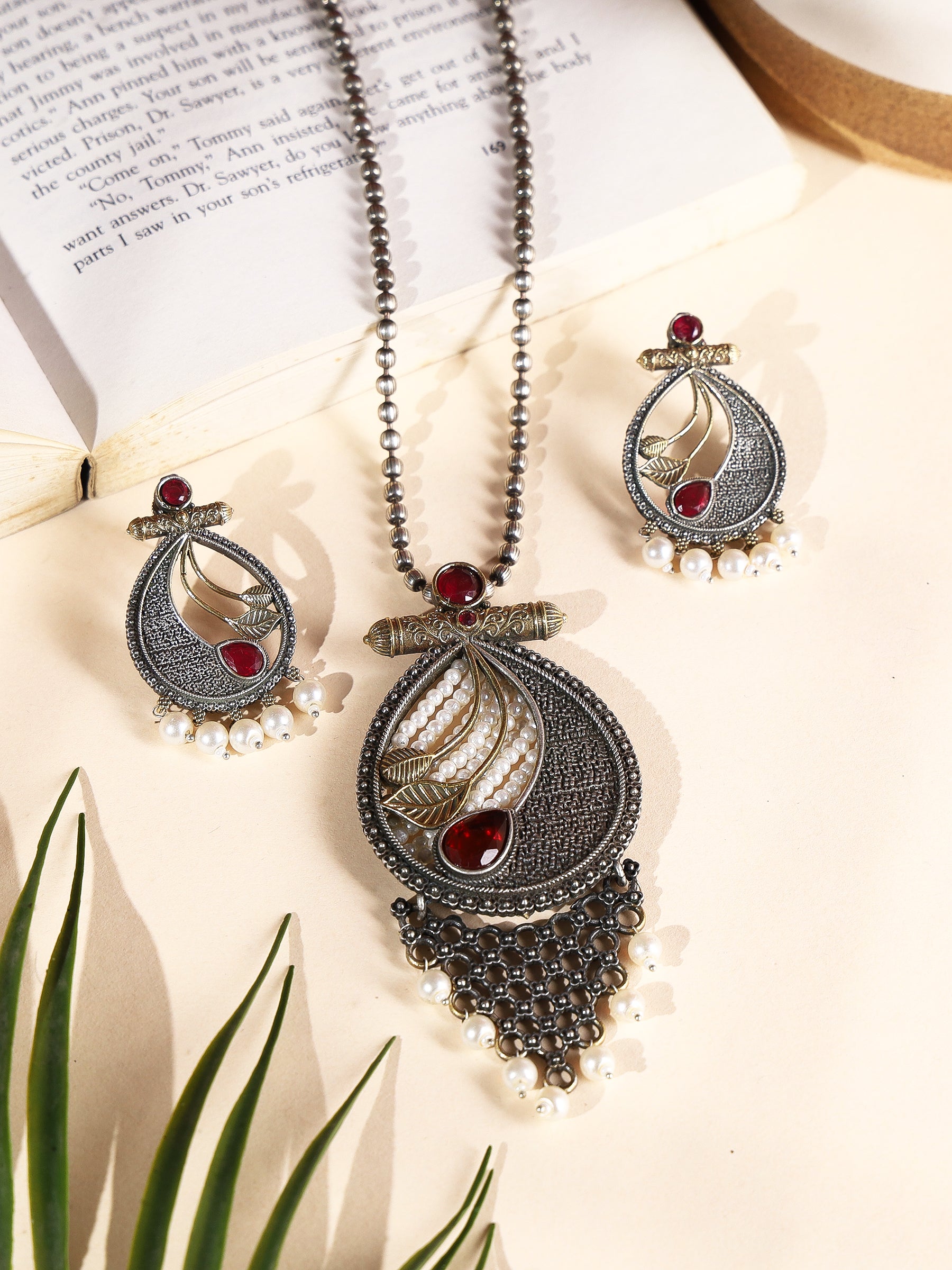 Morpankh Styled Oxidised Necklace set